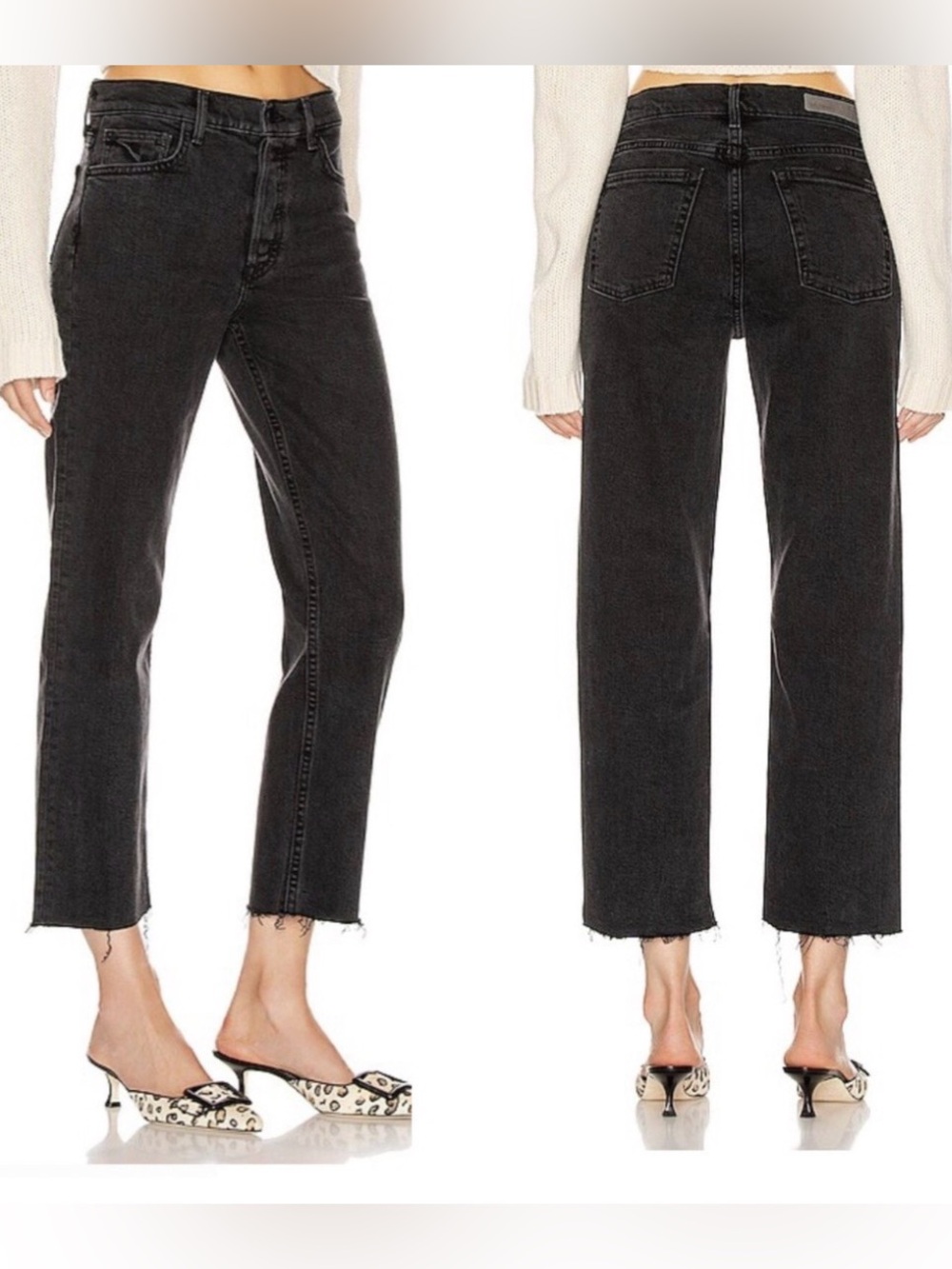 GRLFRND Helena High Rise Straight Crop Cut-offs Jeans Proud Mary Black Size 27